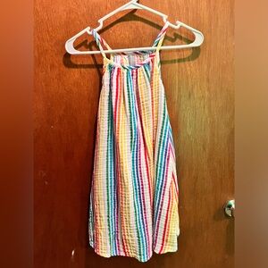 Primary Rainbow Stripe Cotton Gauze Dress